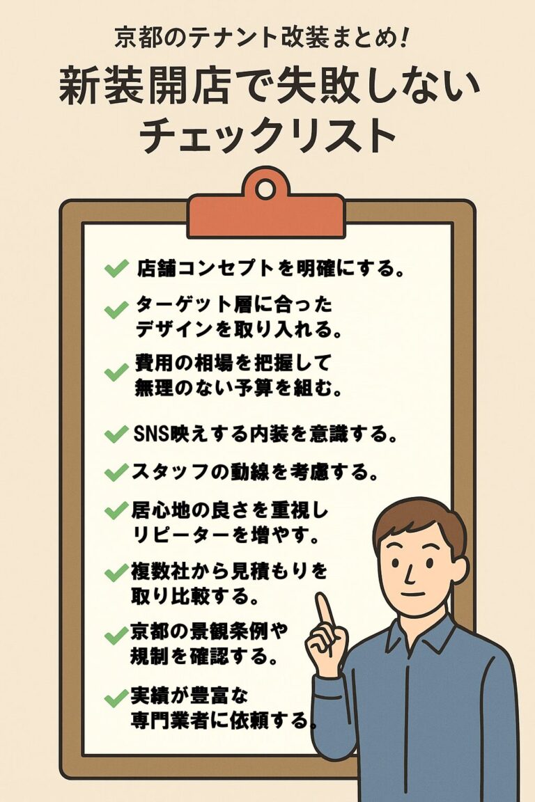 京都のテナント改装まとめ！新装開店で失敗しないチェックリスト