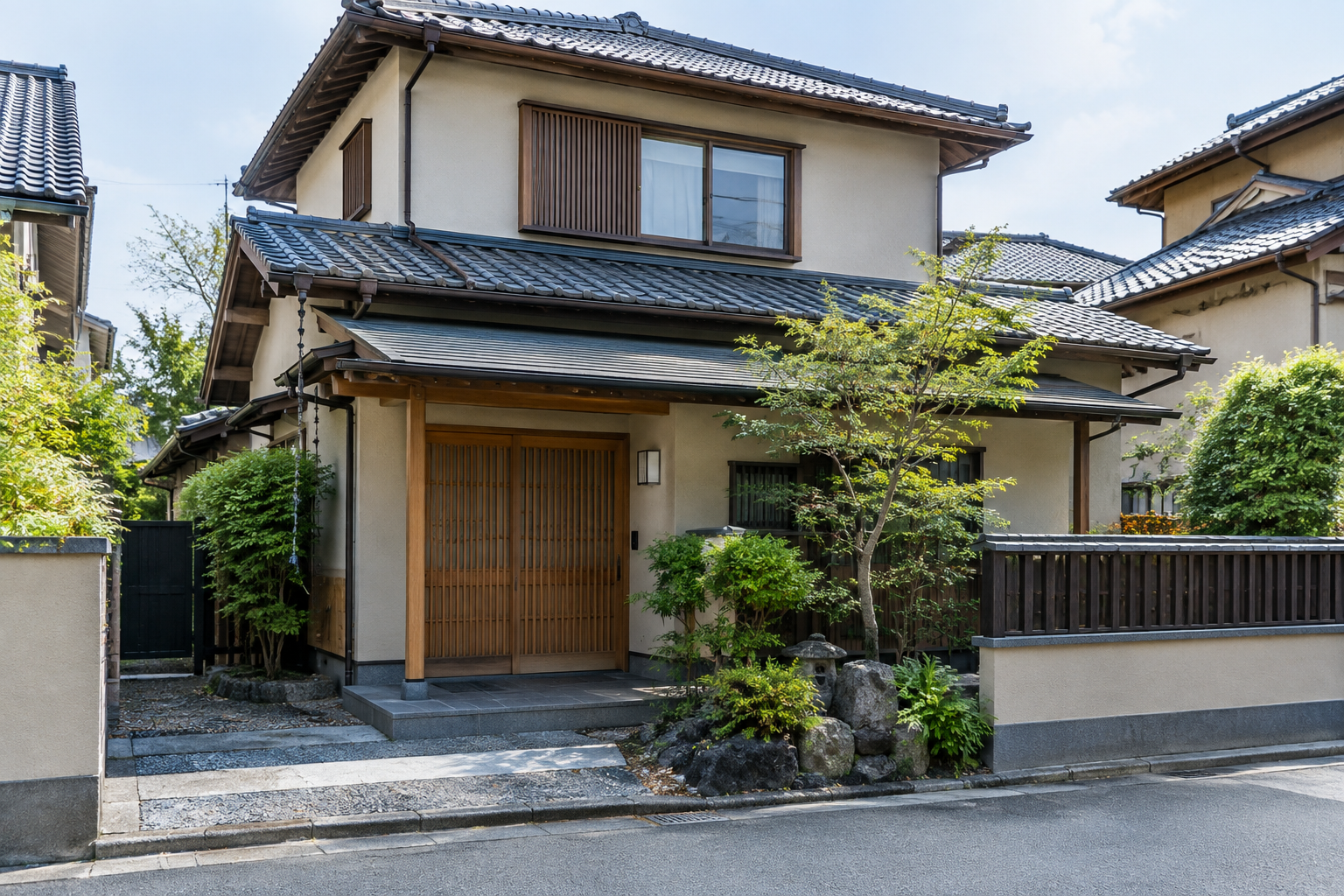 外壁と屋根を整えた戸建て住宅の外観