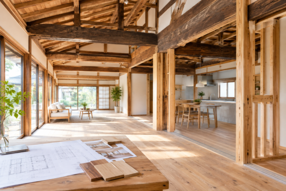 木造住宅の耐震リフォーム計画をイメージした室内写真