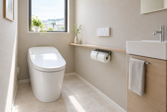 マンションのトイレリフォームをイメージした明るい水回り空間