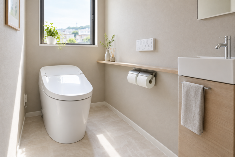 マンションのトイレリフォームをイメージした明るい水回り空間