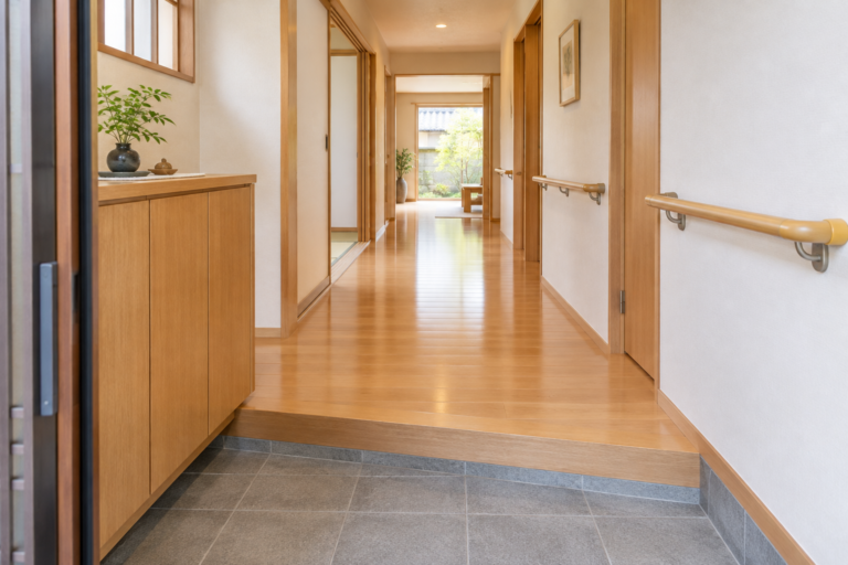 手すりを設けた住宅の明るい廊下