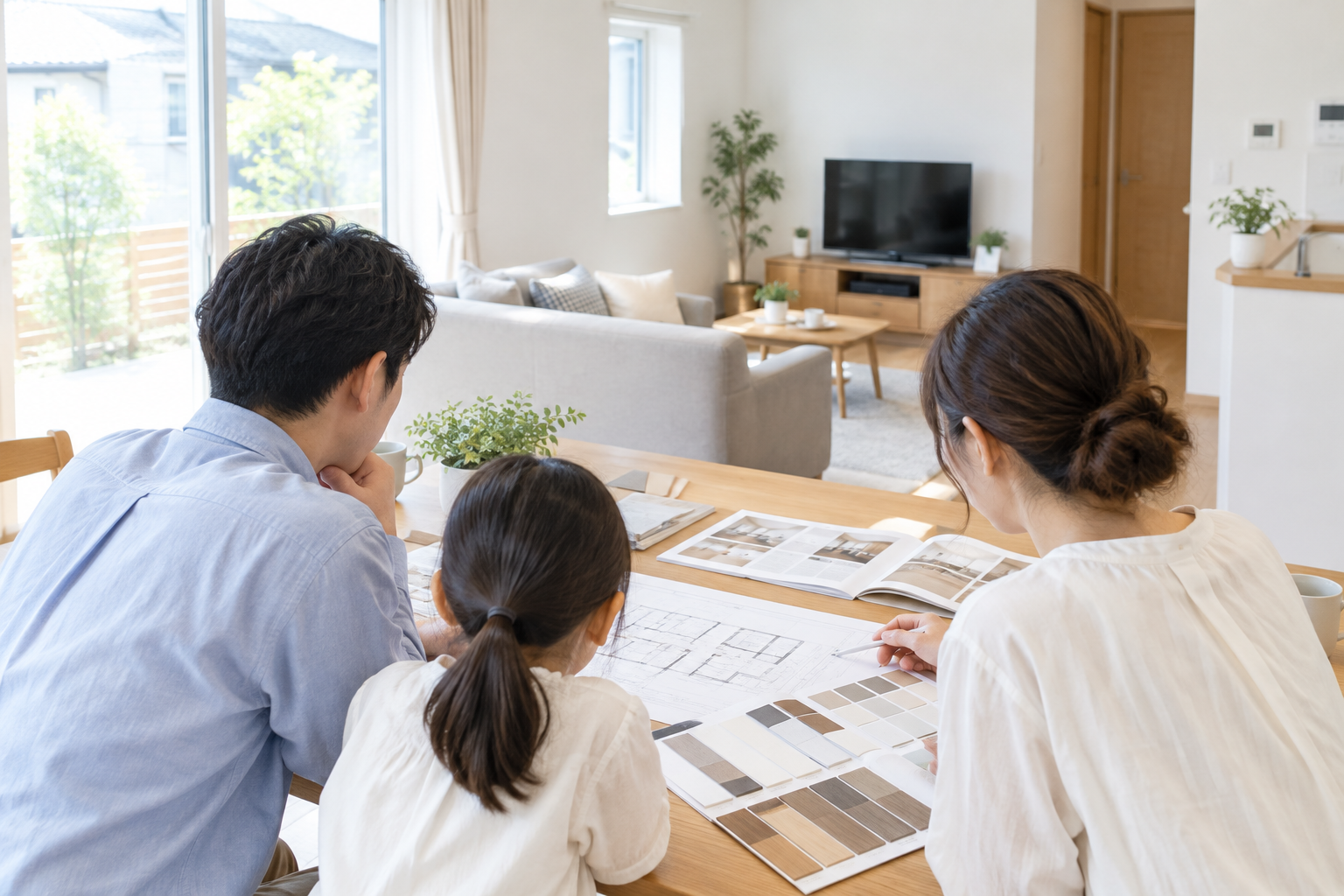 中古住宅のリフォーム計画を相談する家族のイメージ